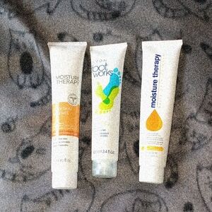 New Avon Moisture Therapy and Foot Works Set - Orange, Blue, Yellow